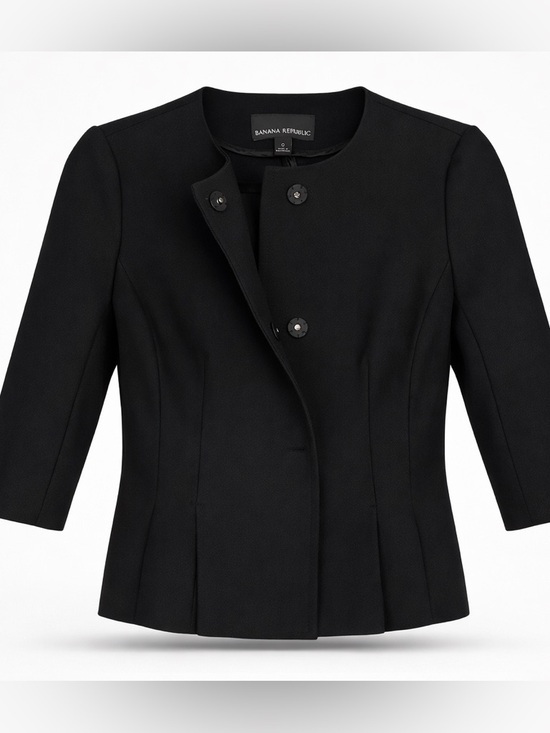 BANANA REPUBLIC Women’s Ponte Peplum Jacket Black Blazer Size 0 - Picture 5 of 16